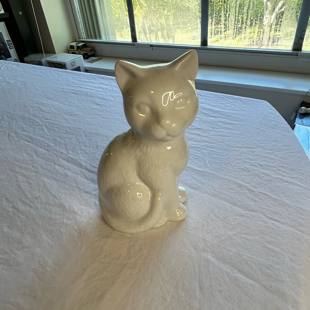 White Ceramic Cat Figurine